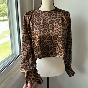Leopard print silk crop